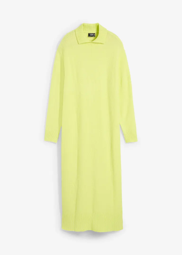bonprix Stylisches langes Strickkleid mit seitlichen Schlitzen - grün