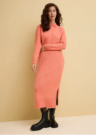 Bonprix Stylisches Langes Strickkleid Mit Seitlichen Schlitzen - Rosa