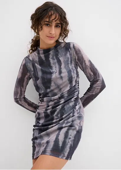 Bonprix Stylisches Minikleid Aus Mesh - Schwarz - Damen