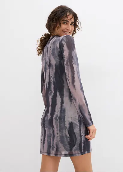 Bonprix Stylisches Minikleid Aus Mesh - Schwarz - Damen