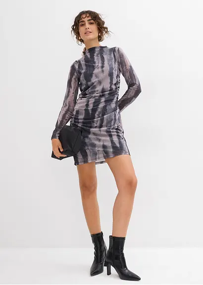 Bonprix Stylisches Minikleid Aus Mesh - Schwarz - Damen