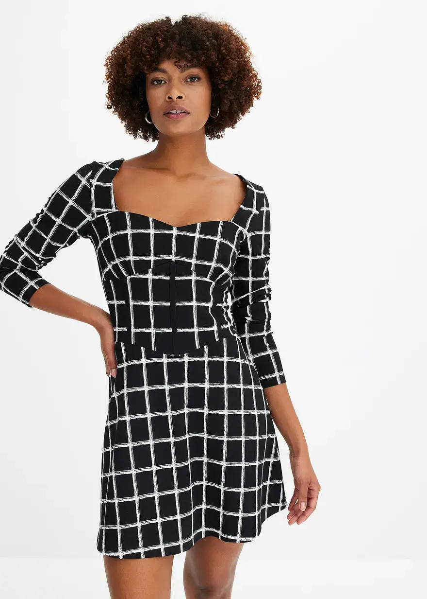 Bonprix Stylisches Minikleid Mit Schnürung Vorne - Schwarz