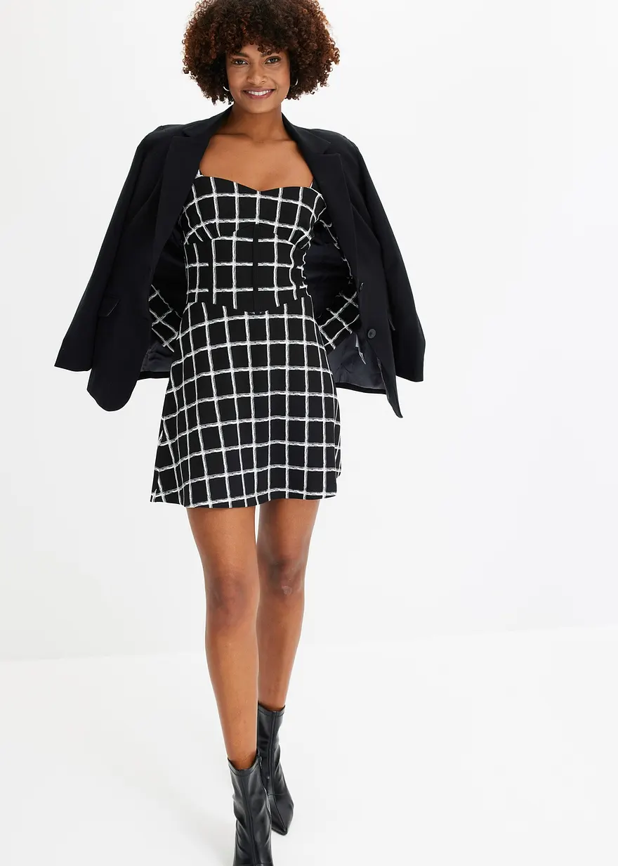 Bonprix Stylisches Minikleid Mit Schnürung Vorne - Schwarz