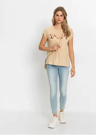 Bonprix Stylisches Shirt Mit Statement Print - Beige - Damen