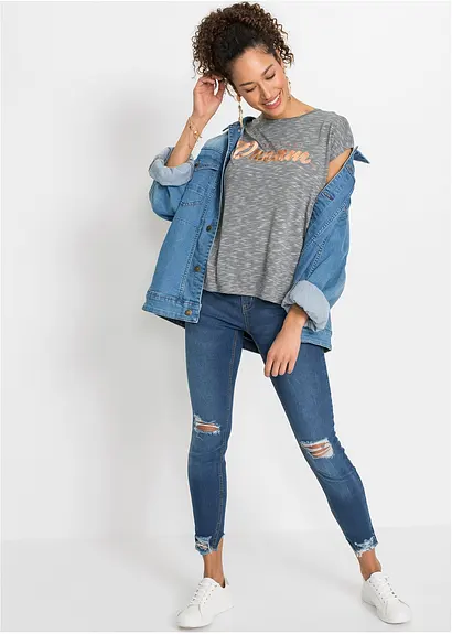 Bonprix Stylisches Shirt Mit Statement Print - Grau - Damen