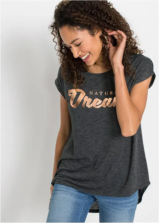 Bonprix Stylisches Shirt Mit Statement Print - Schwarz - Damen