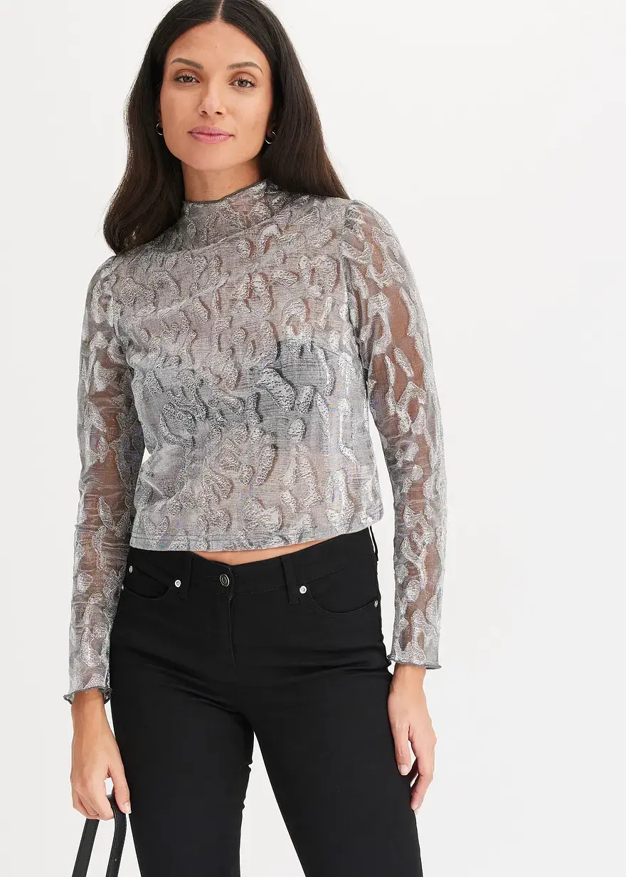 Bonprix Stylisches Shirt Mit Toller Verkürzter Passform - Grau