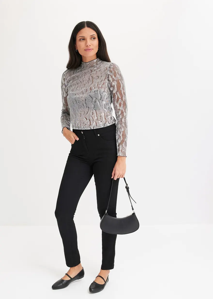 Bonprix Stylisches Shirt Mit Toller Verkürzter Passform - Grau