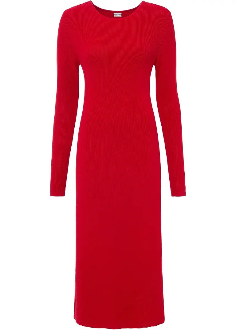 bonprix Stylisches Strickkleid mit dekorativem Schlitz am Saum der Rückseite und femininer Silhouette