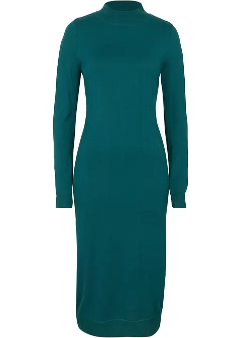 bonprix Stylisches Strickkleid mit Stehkragen langarm - grün
