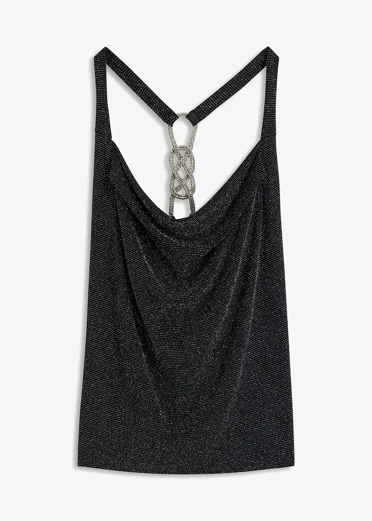 bonprix Stylisches Top mit tollem Glitzer-Knoten-Accessoire am Rückenausschnitt
