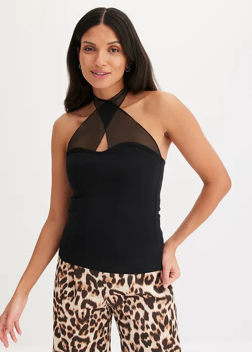Bonprix Stylisches Top Mit Toller Passform - Schwarz - Damen