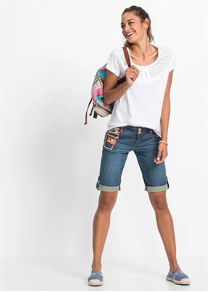 Bonprix Stylishe Shorts Mit Kontrastfarbigen Nähten - Blau