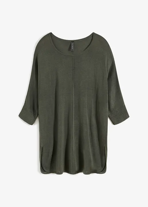 bonprix Stylisher Strickpullover mit 3/4-langen Ärmeln - grün