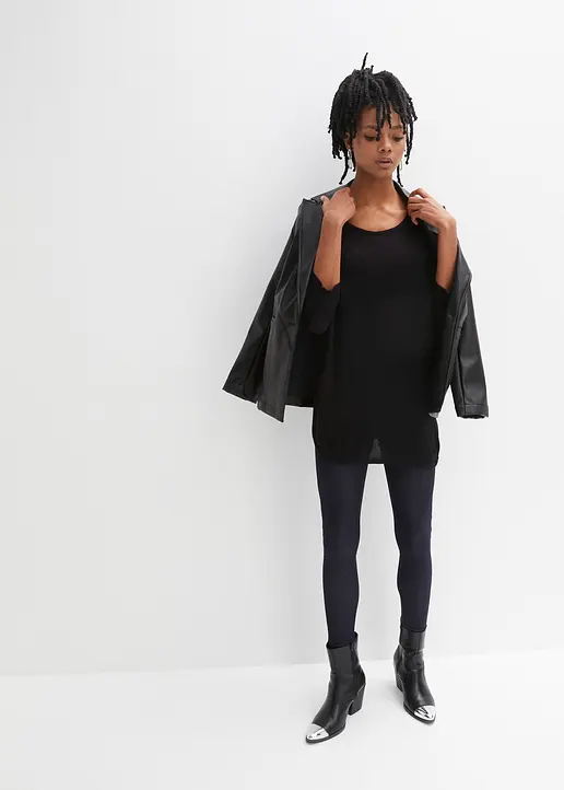 Bonprix Stylisher Strickpullover Mit 3/4-langen Ärmeln - Schwarz - Damen