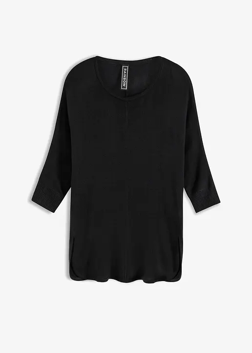 bonprix Stylisher Strickpullover mit 3/4-langen Ärmeln - schwarz - Damen