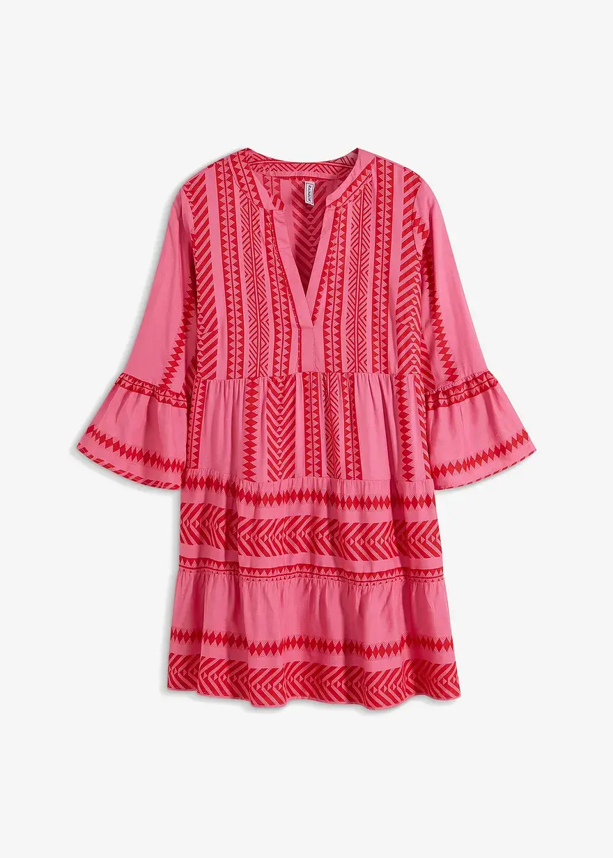 bonprix Stylishes Kleid mit V-Ausschnitt und Ärmel-Volants