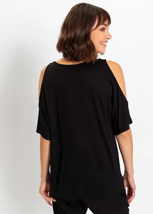 Bonprix Stylishes Shirt Mit Blumen-Print - Schwarz - Damen