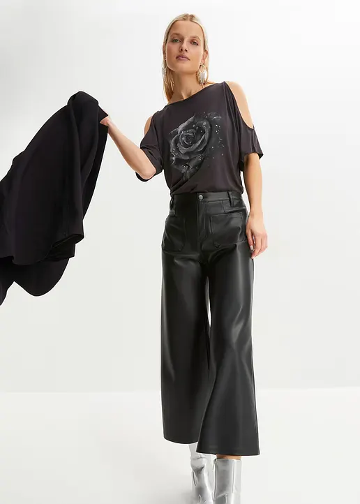 Bonprix Stylishes Shirt Mit Blumen-Print - Schwarz - Damen