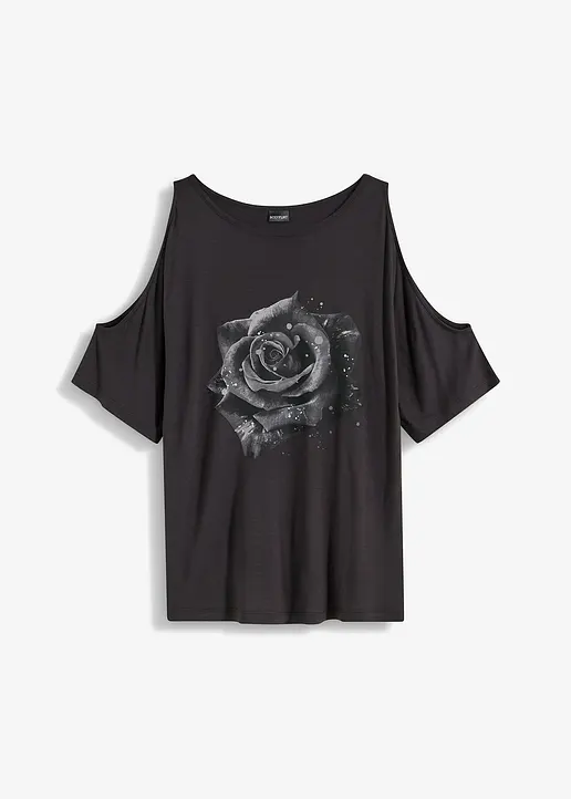 bonprix stylishes Shirt mit Blumen-Print - schwarz - Damen