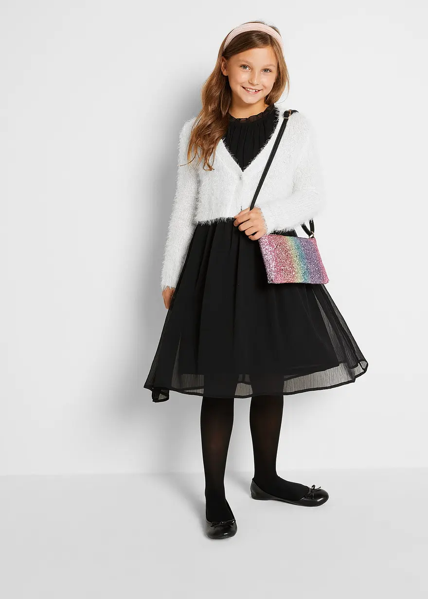 Bonprix Super Flauschiges Bolerojäckchen Mit Glitzerndem Knopf - Weiß