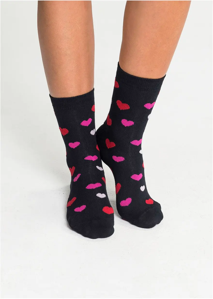 Bonprix Süße Damen Socken Mit Normaler Schafthöhe - Schwarz Gemustert