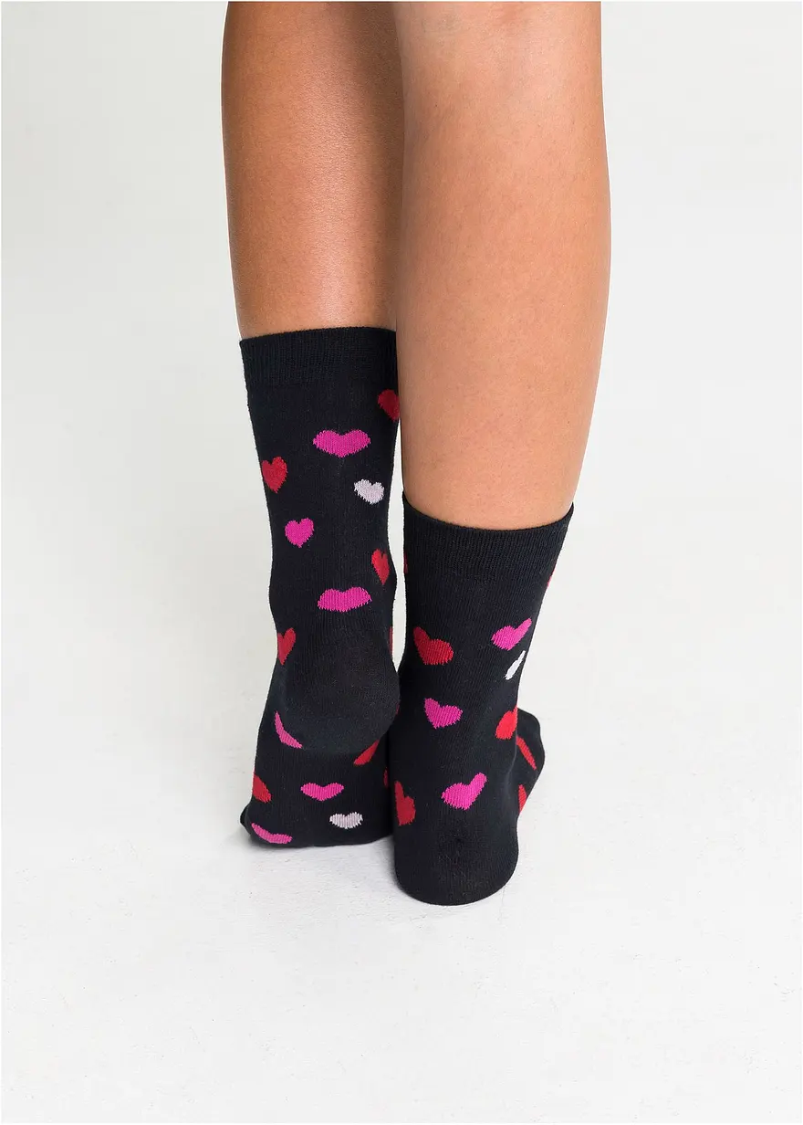 Bonprix Süße Damen Socken Mit Normaler Schafthöhe - Schwarz Gemustert