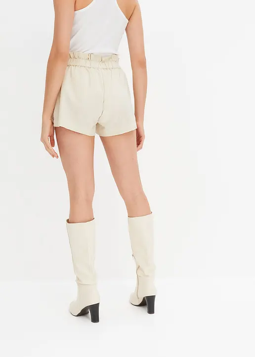Bonprix Süße Kurze Shorts Mit Bindegürtel - Beige - Damen