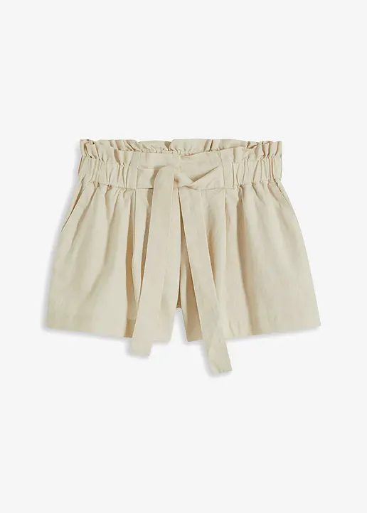 bonprix Süße kurze Shorts mit Bindegürtel - beige - Damen