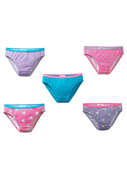 Bonprix Süße Mädchen Slips Im 5er Pack - Karibikblau/flamingopink/weiß
