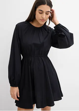 Bonprix Süßes Blusenkleid Aus Popeline - Schwarz - Damen