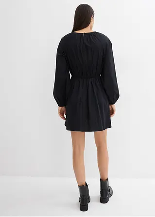 Bonprix Süßes Blusenkleid Aus Popeline - Schwarz - Damen