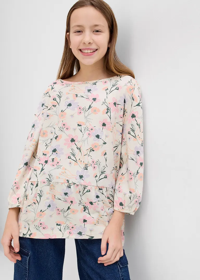 Bonprix Süßes Mädchen Shirt Mit Volants - Beige - Kinder