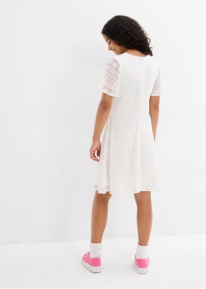 Bonprix Süßes Mädchenkleid Mit Dekorativer Spitze - Weiß
