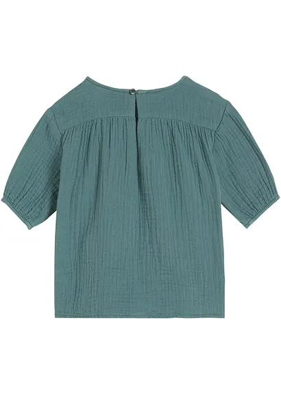 Bonprix Süßes Musselin-Kleid Mit Langen Armen Und Volant - Grün