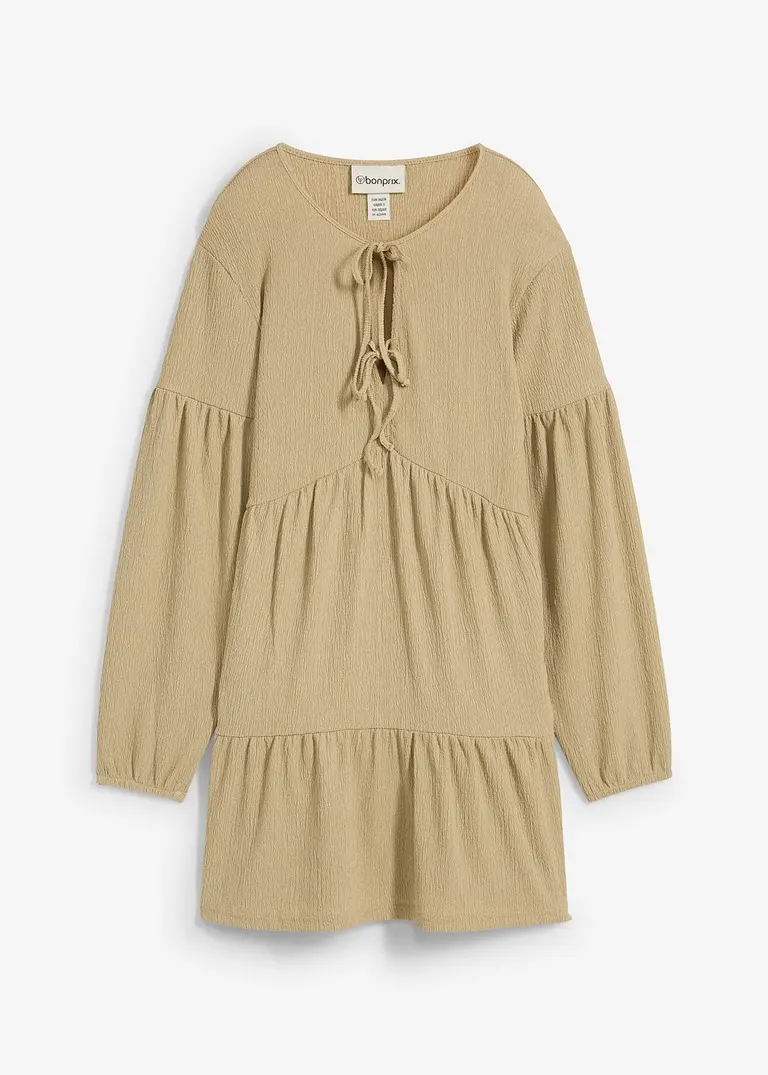 bonprix Süßes Shirtkleid aus Crêpe mit Volants - grün - Damen