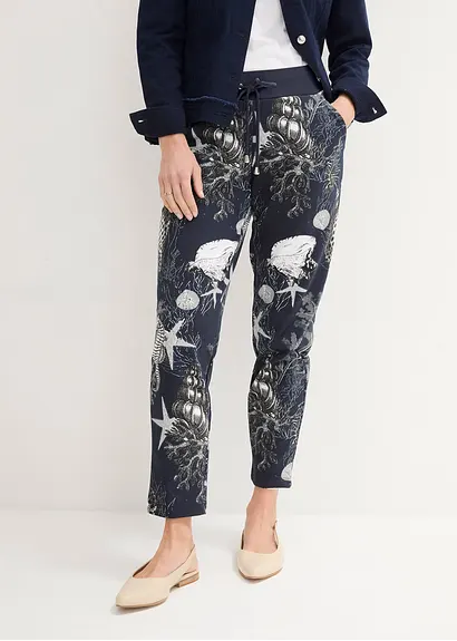 Bonprix Sweathose Mit Maritimen Druck Aus Baumwoll-Mix - Blau