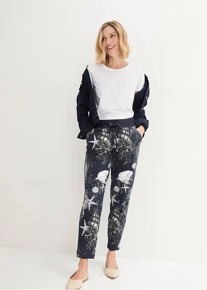 Bonprix Sweathose Mit Maritimen Druck Aus Baumwoll-Mix - Blau