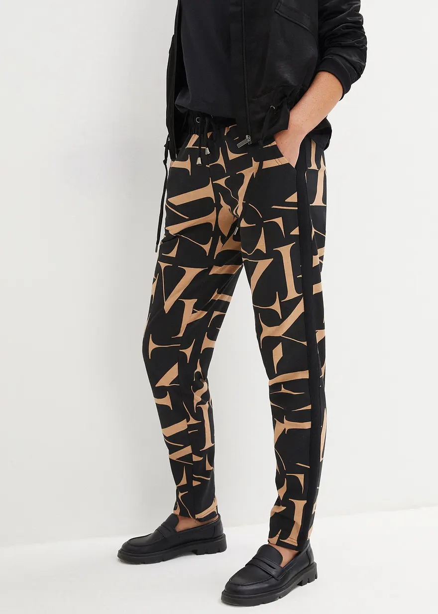 Bonprix Sweathose Mit Modischen Druck - Schwarz - Damen