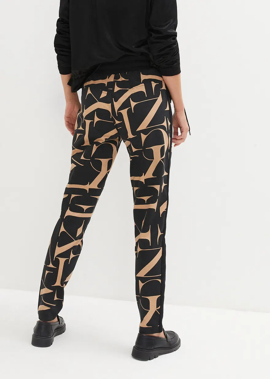 Bonprix Sweathose Mit Modischen Druck - Schwarz - Damen