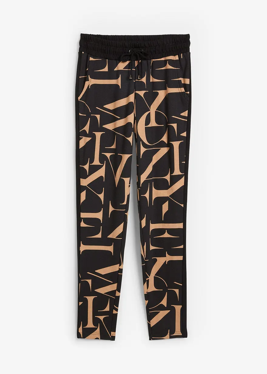 bonprix Sweathose mit modischen Druck - schwarz - Damen