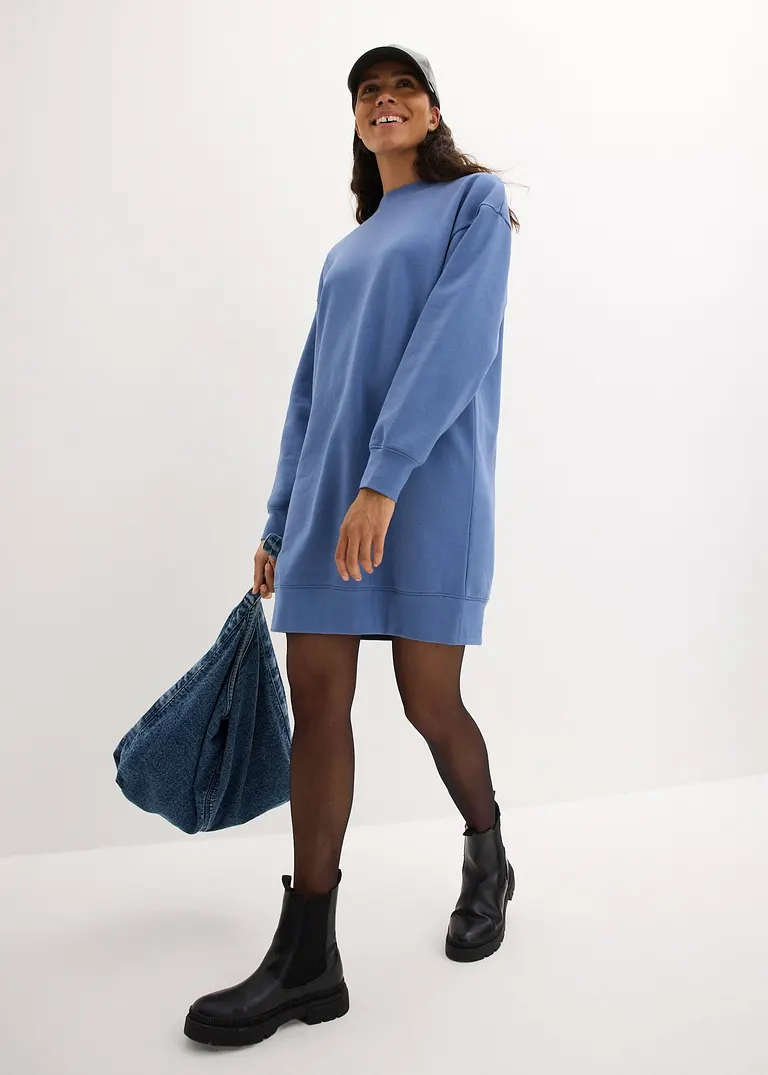 Bonprix Sweatkleid Aus Dickerer Qualität Oversized - Blau