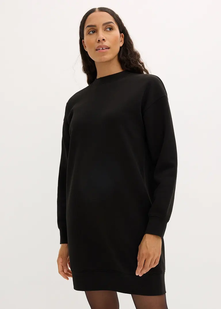 Bonprix Sweatkleid Aus Dickerer Qualität Oversized - Schwarz