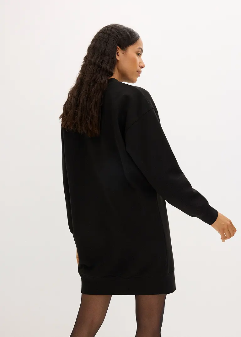 Bonprix Sweatkleid Aus Dickerer Qualität Oversized - Schwarz