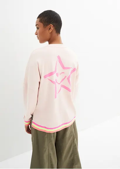 Bonprix Sweatshirt Mit Modernen Neon-Details Und Bequemer Passform - Rosa