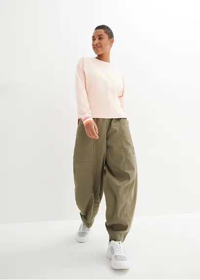Bonprix Sweatshirt Mit Modernen Neon-Details Und Bequemer Passform - Rosa