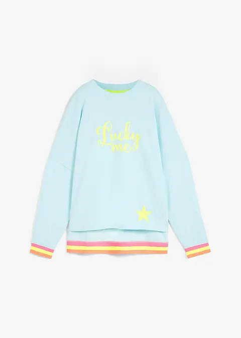 bonprix Sweatshirt mit modernen Neon-Details und bequemer Passform - blau