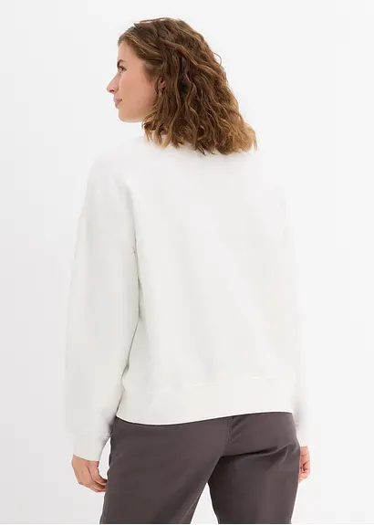 Bonprix Sweatshirt Mit Rundhals-Ausschnitt Aus Bio-Baumwolle - Weiß
