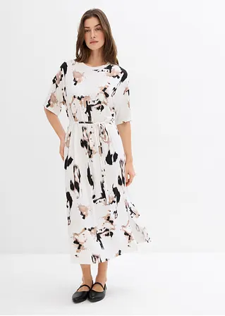 Bonprix T-Shirt-Midikleid Aus Feiner Viskose Mit Lockerer Passform Und Bindedetail