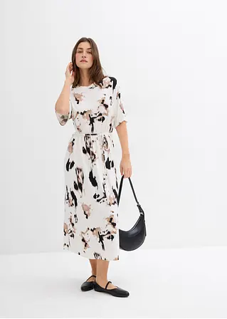 Bonprix T-Shirt-Midikleid Aus Feiner Viskose Mit Lockerer Passform Und Bindedetail